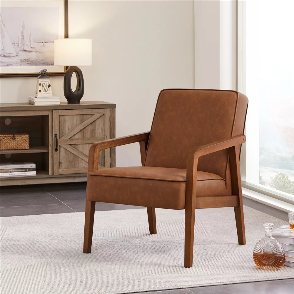 Light Brown Faux Leather Armchair M5419