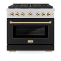 36 5.2 cu. ft. Gas Range with Convection Gas Oven in Stainless Steel with Black Matte Door T88401