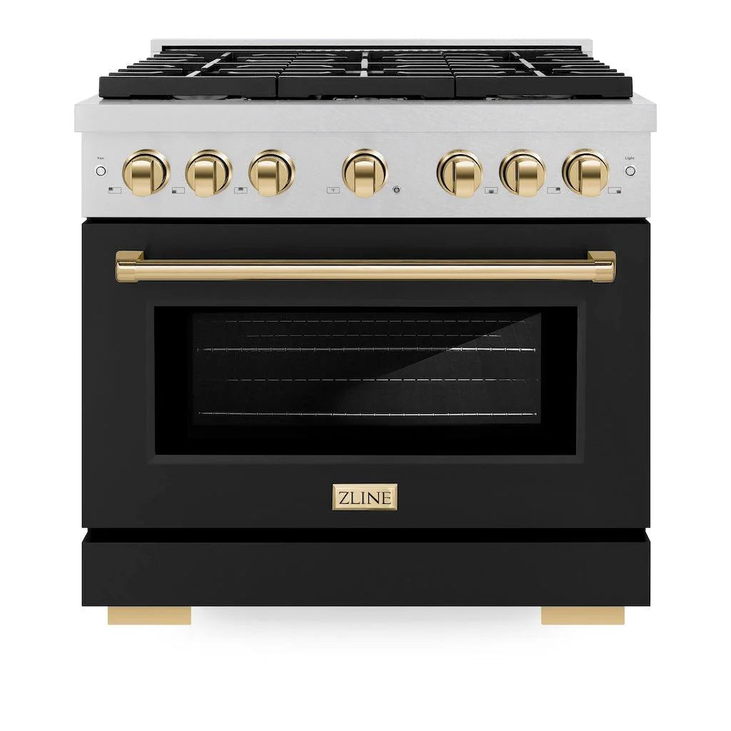 36 5.2 cu. ft. Gas Range with Convection Gas Oven in Stainless Steel with Black Matte Door T88401
