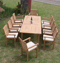 11 Pc Teak Dining Set with 10 Stacking Arm Chairs J854954