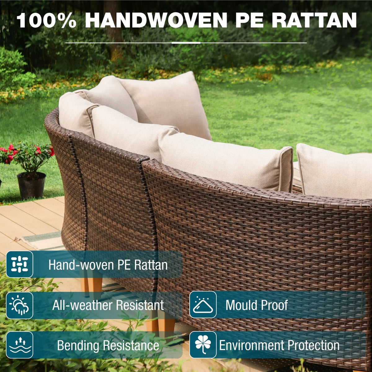 11 Pieces Beige Wicker Patio Conversation Set Z54908