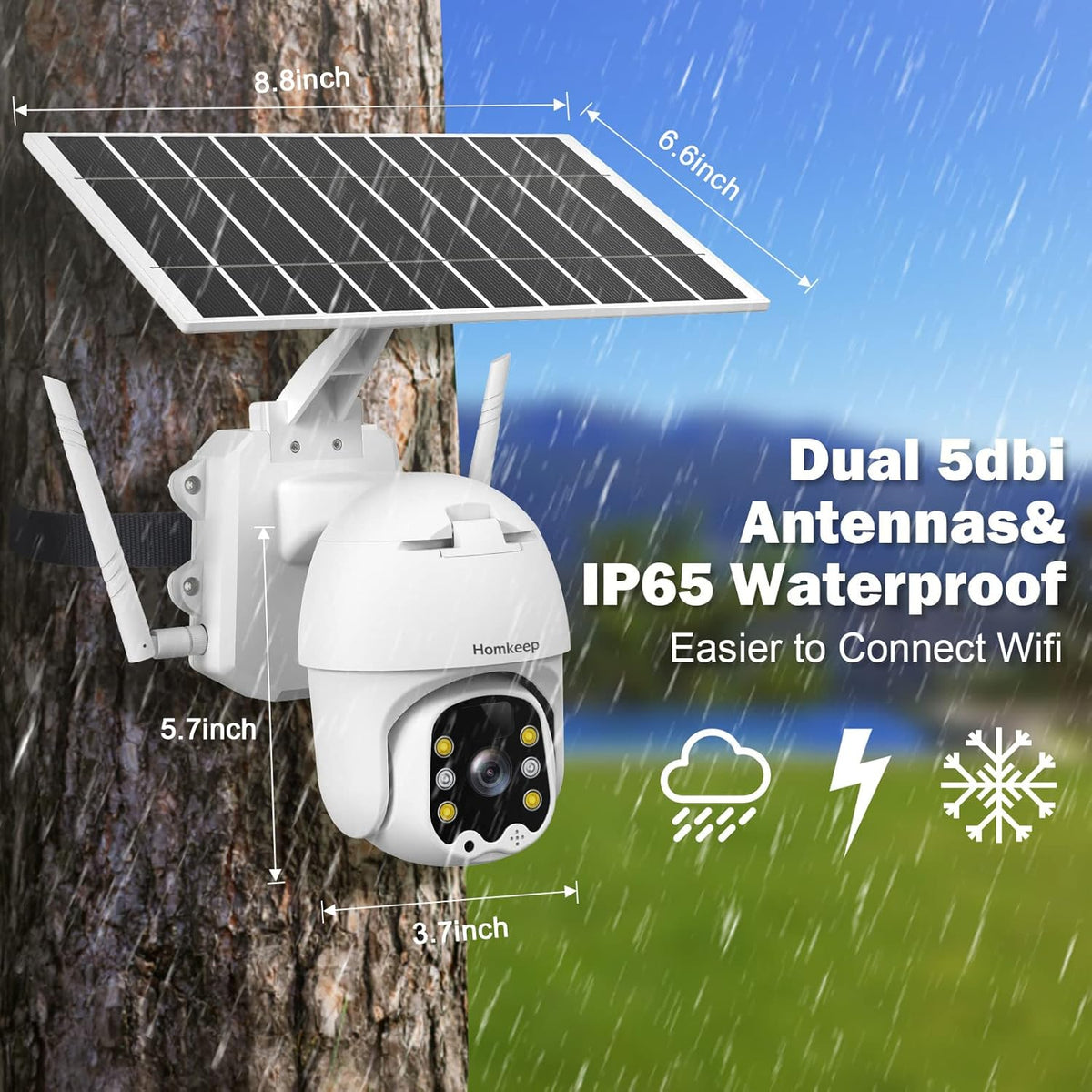 1080P Wireless WiFi Solar Security Camera with Night Vision D4965
