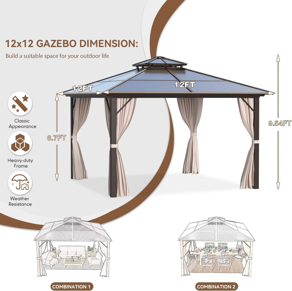 10' x 13' Hardtop Aluminum Gazebo U3283