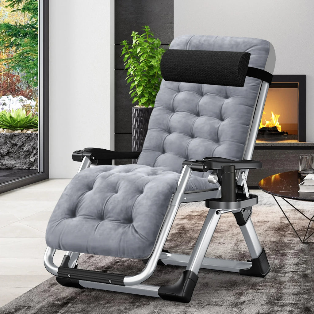 XL Zero Gravity Folding Reclining Lounge Chair with Cushion & Tray D398