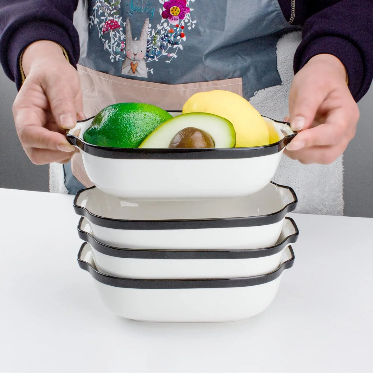 Ceramic Baking Dish Set of 4 with Carry Handles G4204