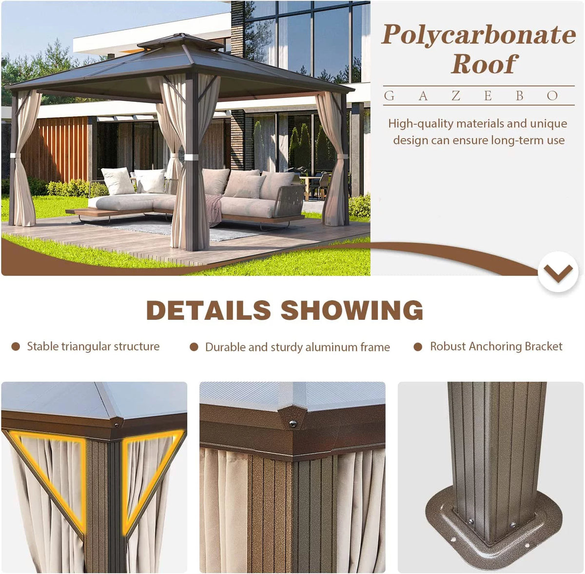 10' x 13' Hardtop Aluminum Gazebo U3283