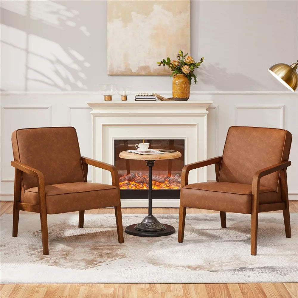 Light Brown Faux Leather Armchair M5419