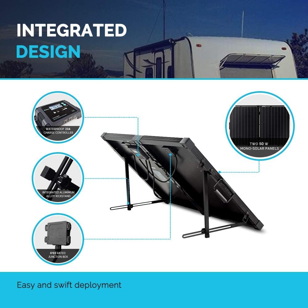 100 Watt 12 Volt Monocrystalline Portable Foldable Solar Panel Suitcase M158065