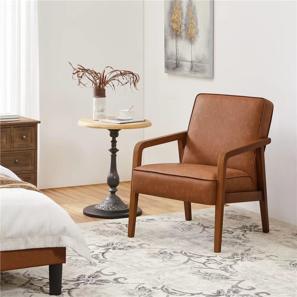 Light Brown Faux Leather Armchair M5419