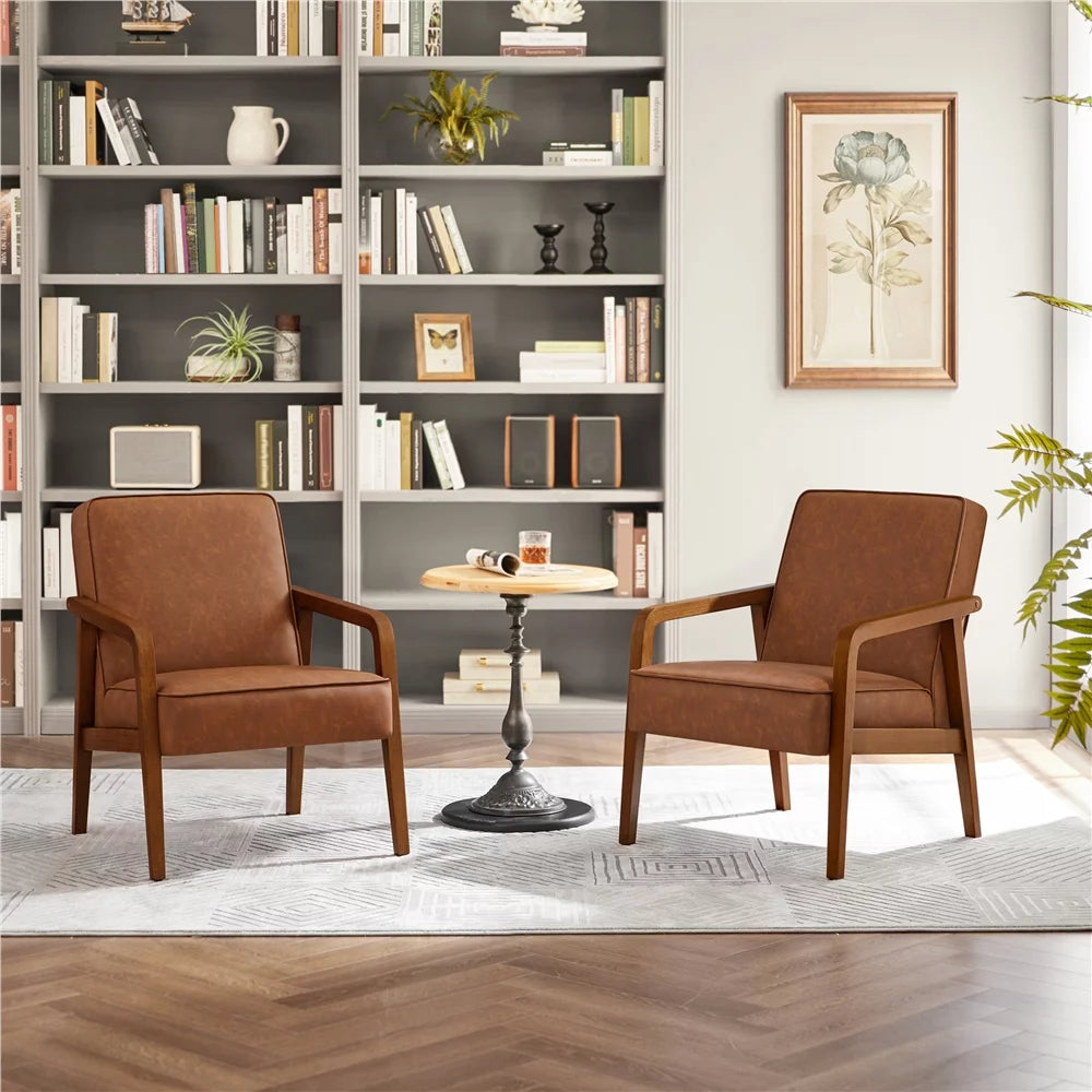 Light Brown Faux Leather Armchair M5419