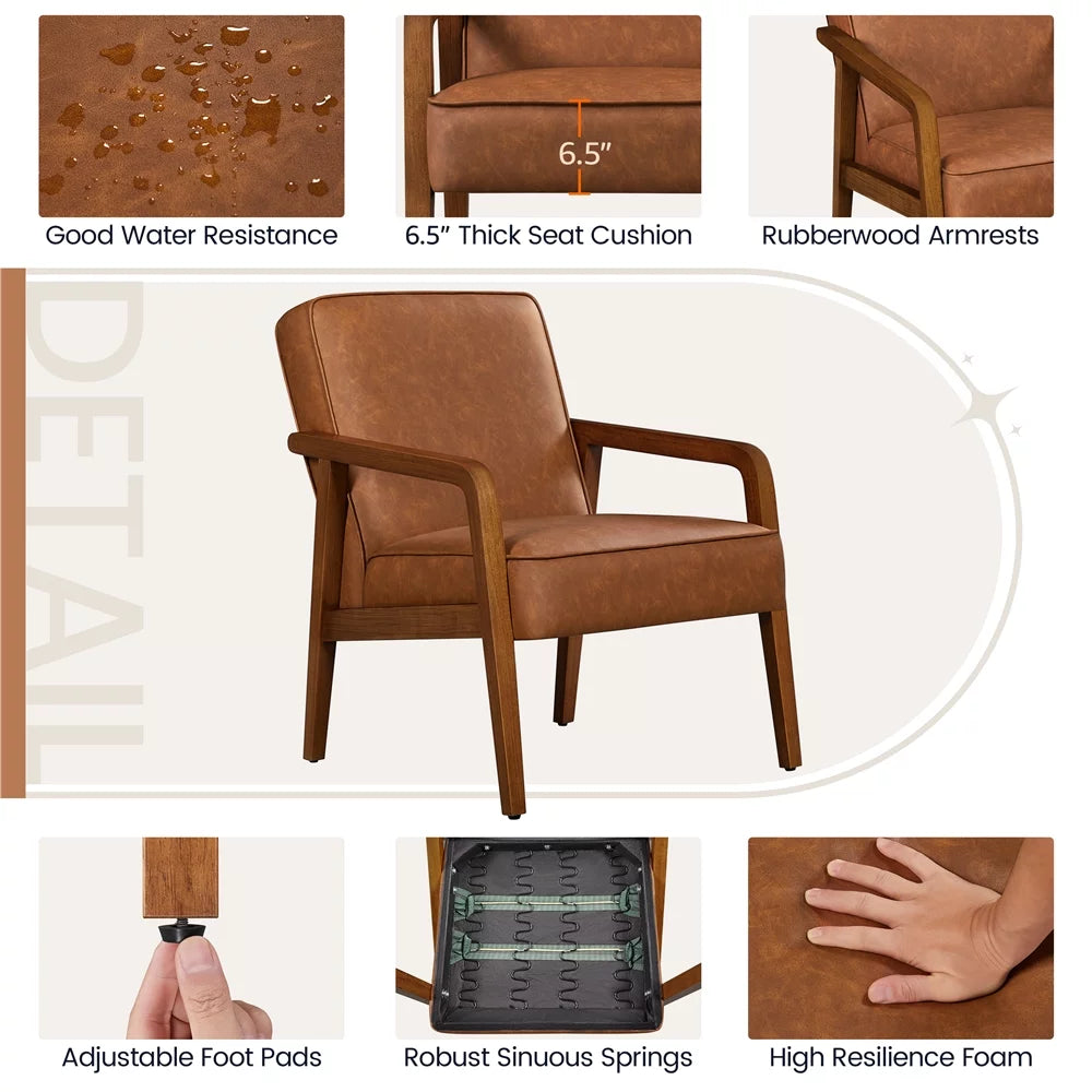 Light Brown Faux Leather Armchair M5419