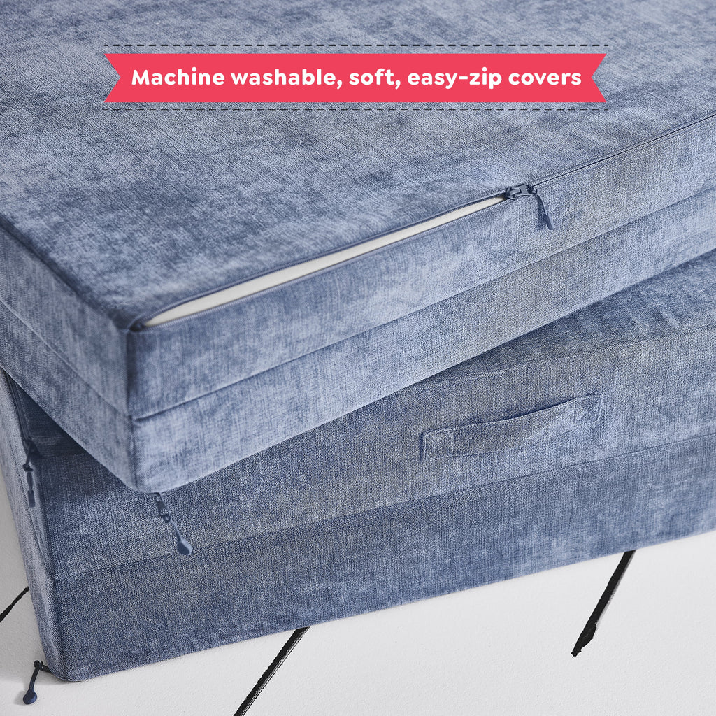 Folding Convertible Kids Play Couch, 4 Pieces, Blue Lagoon E66627
