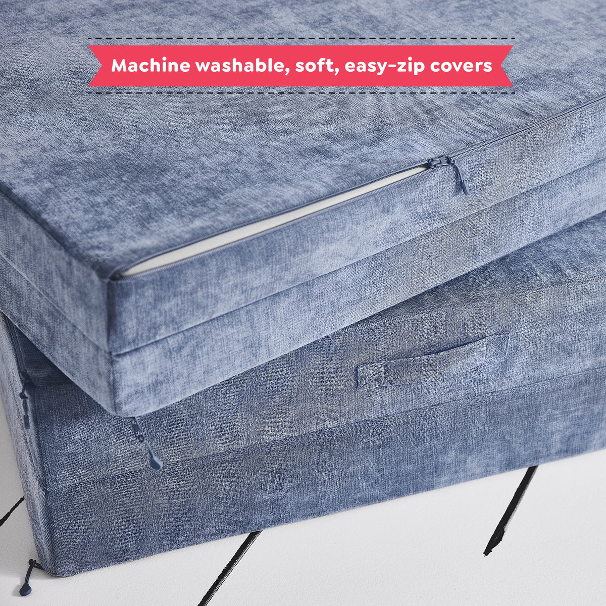 Folding Convertible Kids Play Couch, 4 Pieces, Blue Lagoon E66627