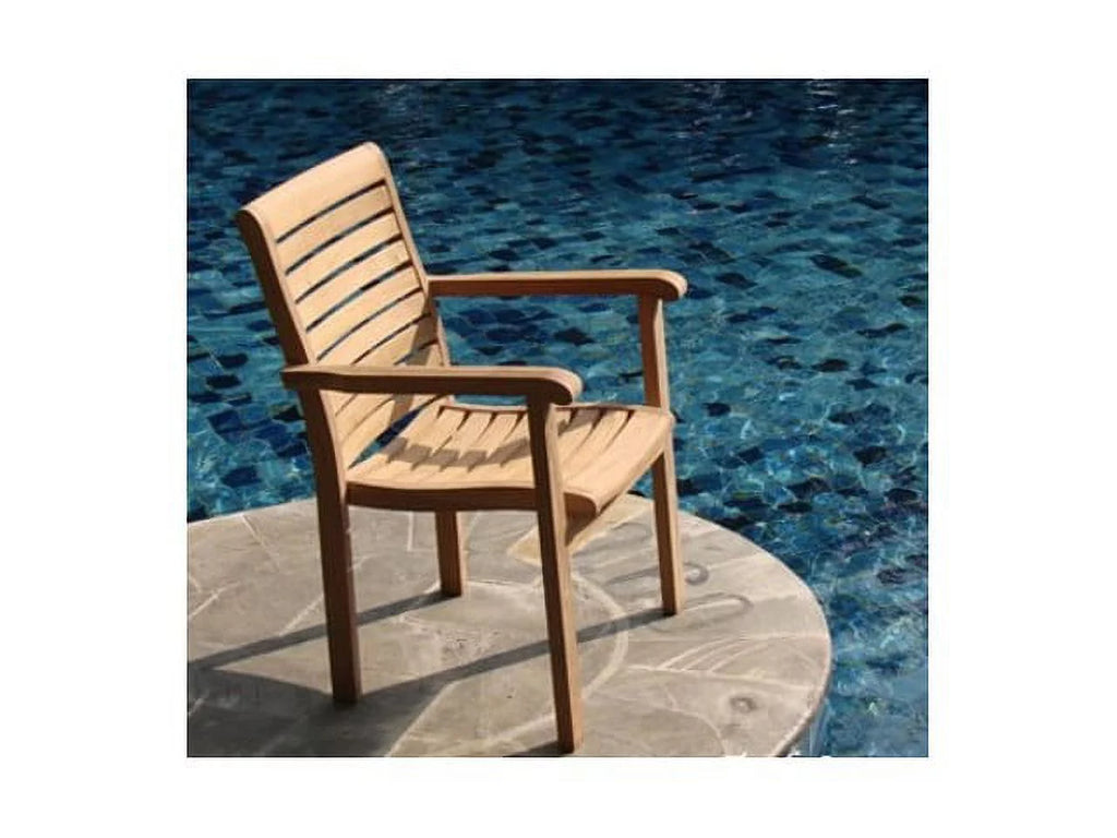 11 Pc Teak Dining Set with 10 Stacking Arm Chairs J854954