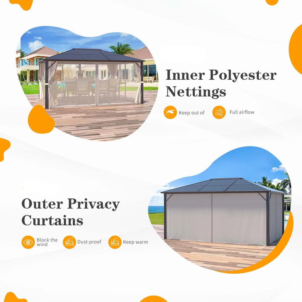 10' x 13' Hardtop Aluminum Gazebo U3283