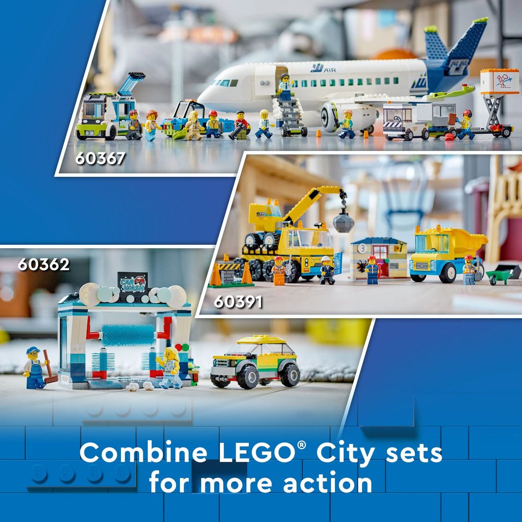 Airplane Building Toy Set with Passenger Bus and Minifigures F444352