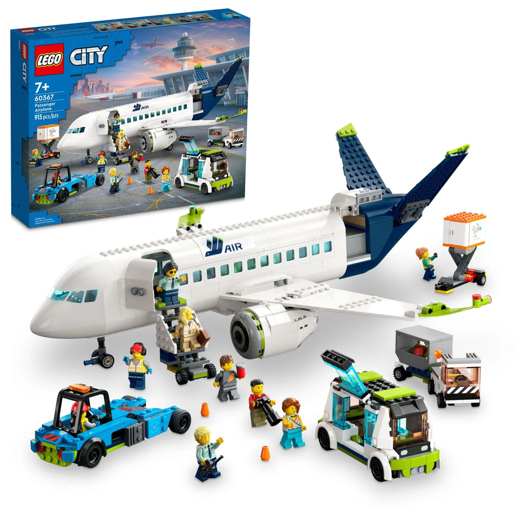 Airplane Building Toy Set with Passenger Bus and Minifigures F444352