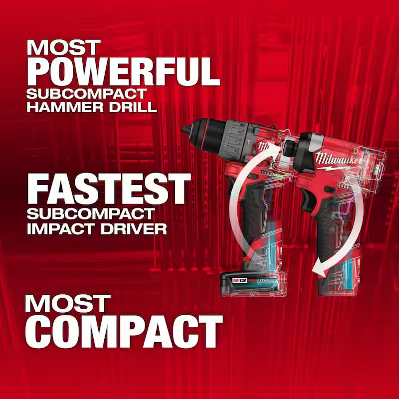 12-Volt Li-Ion Brushless Cordless Hammer Drill and Impact Driver Combo Kit (2-Tool) M587