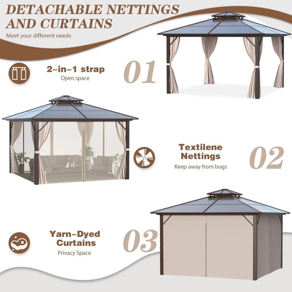 10' x 13' Hardtop Aluminum Gazebo U3283