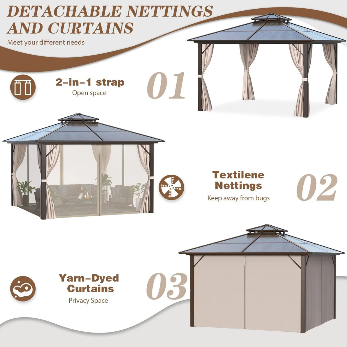 10' x 13' Hardtop Aluminum Gazebo U3283
