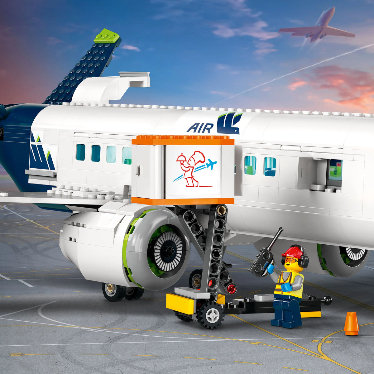 Airplane Building Toy Set with Passenger Bus and Minifigures F444352
