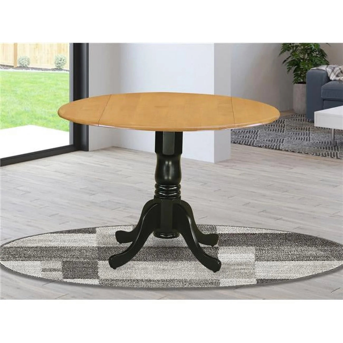Oak Black Round Drop Leaf Table R8953